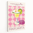 Large stretched canvas featuring a vibrant depiction of assorted fruits and vegetables, ideal for kitchen wall art.