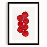 Extra large abstract art print featuring vibrant, colorful fruit designs on textured canvas, framed in black.