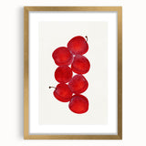 Extra large abstract art print featuring textured fruits in vibrant colors on a gold-framed canvas.