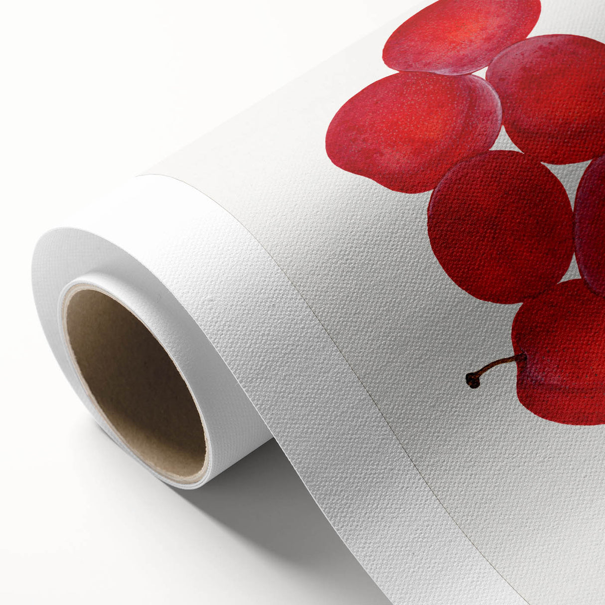 Art Deco style poster of assorted fruits in vibrant colors on rolled canvas, ideal for nursery wall art.