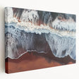 Stretched canvas artwork depicting a serene beach landscape with vibrant colors and detailed textures, perfect for enhancing coastal-themed decor in homes or offices.