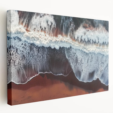 Stretched canvas artwork depicting a serene beach landscape with vibrant colors and detailed textures, perfect for enhancing coastal-themed decor in homes or offices.