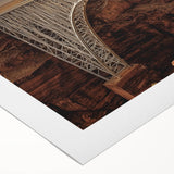 Panoramic landscape bridge artwork on rolled canvas, showcasing vibrant colors and intricate details, ideal for home decor. Packaged securely for safe delivery.