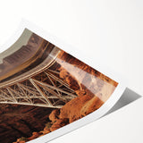 Landscape art print depicting a serene bridge scene with lush greenery and a tranquil waterway, rolled and ready for framing, showcasing vibrant colors and intricate details.