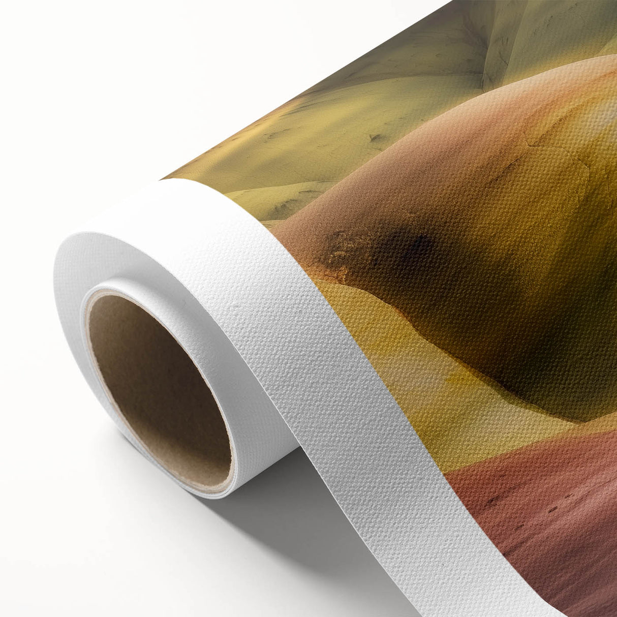 Stunning rolled landscape canvas showcasing vibrant canyons under a clear blue sky, ideal for home décor or office art. Perfect for nature enthusiasts and art lovers.