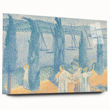 Serene Lakeside Promenade - Modern Wall Art with Pointillist Style