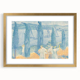 Serene Lakeside Promenade - Modern Wall Art with Pointillist Style