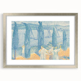 Serene Lakeside Promenade - Modern Wall Art with Pointillist Style