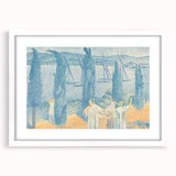 Serene Lakeside Promenade - Modern Wall Art with Pointillist Style