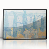 Serene Lakeside Promenade - Modern Wall Art with Pointillist Style