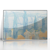 Serene Lakeside Promenade - Modern Wall Art with Pointillist Style