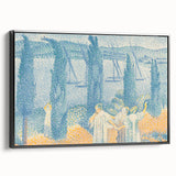 Serene Lakeside Promenade - Modern Wall Art with Pointillist Style