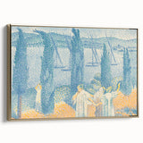 Serene Lakeside Promenade - Modern Wall Art with Pointillist Style