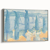 Serene Lakeside Promenade - Modern Wall Art with Pointillist Style