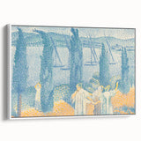 Serene Lakeside Promenade - Modern Wall Art with Pointillist Style