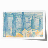 Serene Lakeside Promenade - Modern Wall Art with Pointillist Style