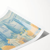 Serene Lakeside Promenade - Modern Wall Art with Pointillist Style