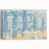 Serene Lakeside Promenade - Modern Wall Art with Pointillist Style