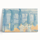 Serene Lakeside Promenade - Modern Wall Art with Pointillist Style