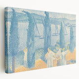 Serene Lakeside Promenade - Modern Wall Art with Pointillist Style