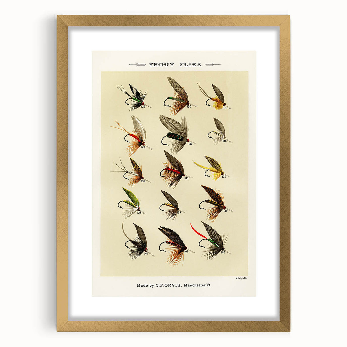 Trout Flies Illustration Print - Mary Orvis Marbury Realism Fly Fishing Art