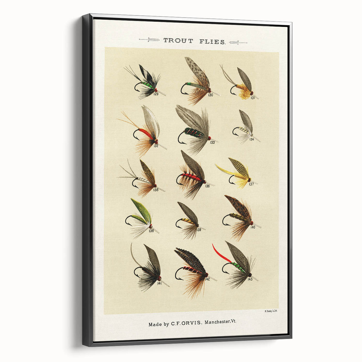 Trout Flies Illustration Print - Mary Orvis Marbury Realism Fly Fishing Art
