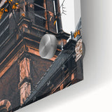 Large abstract wall art featuring mid-century modernist autumnal hues on acrylic glass, ideal for dining room decor.