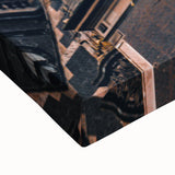 Black and white landscape art painting on large stretched canvas, featuring a serene tree in autumn.