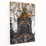 Large canvas print depicting a fall-themed abstract design in warm orange and red tones, suitable for kitchen wall art.