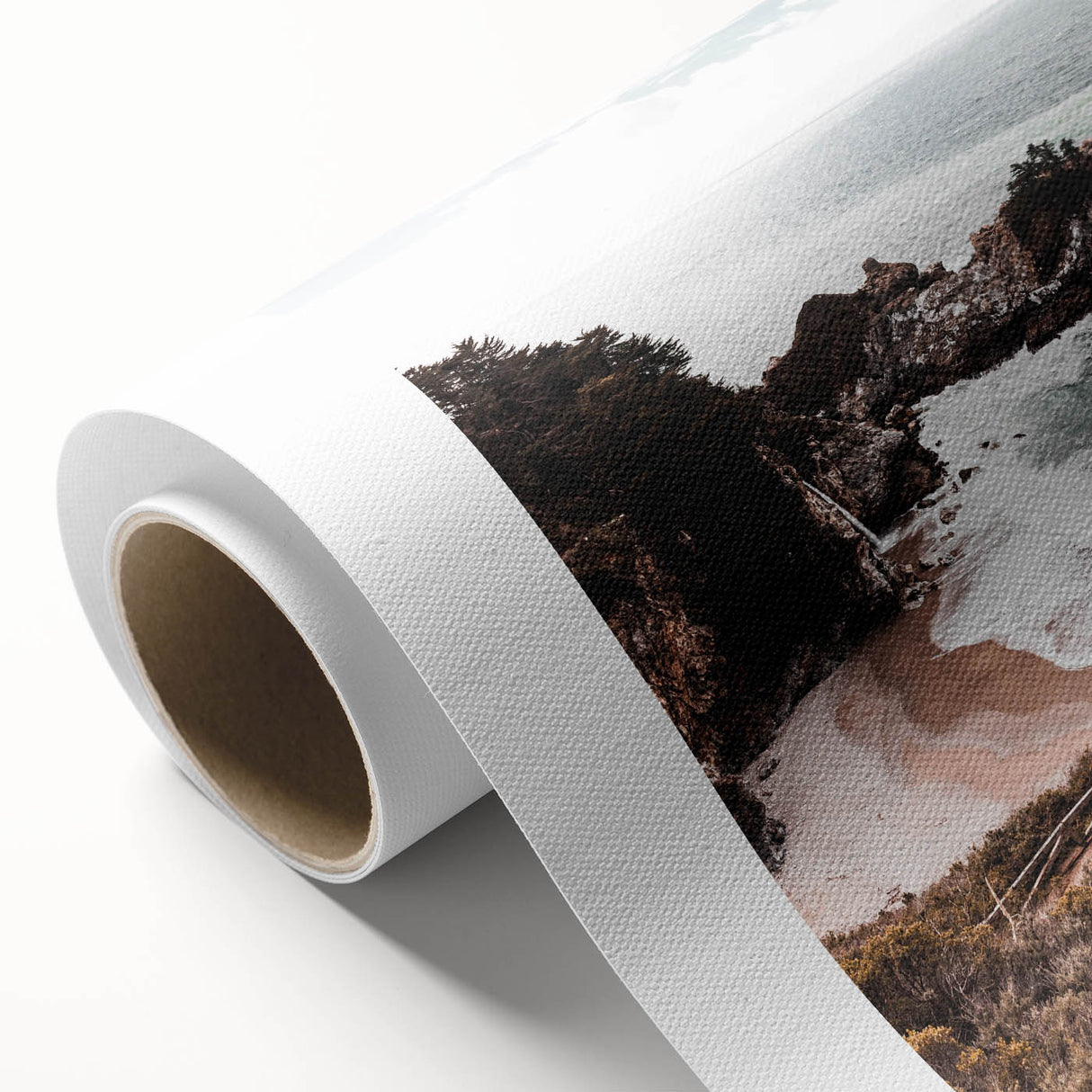 Art deco poster of a summer scene with warm yellow and orange tones on rolled canvas, ideal for nursery wall art.