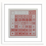 Abstract geometric frame showcasing a modern design with a white mat, ideal for enhancing contemporary home decor. The frame has a sleek front view, emphasizing its clean lines and minimalist aesthetic, perfect for art displays or photography.