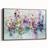 Framed canvas displaying an abstract splatter design in black tones, showcasing a modern artistic style ideal for contemporary home decor. Perfect for adding a touch of sophistication to living spaces.