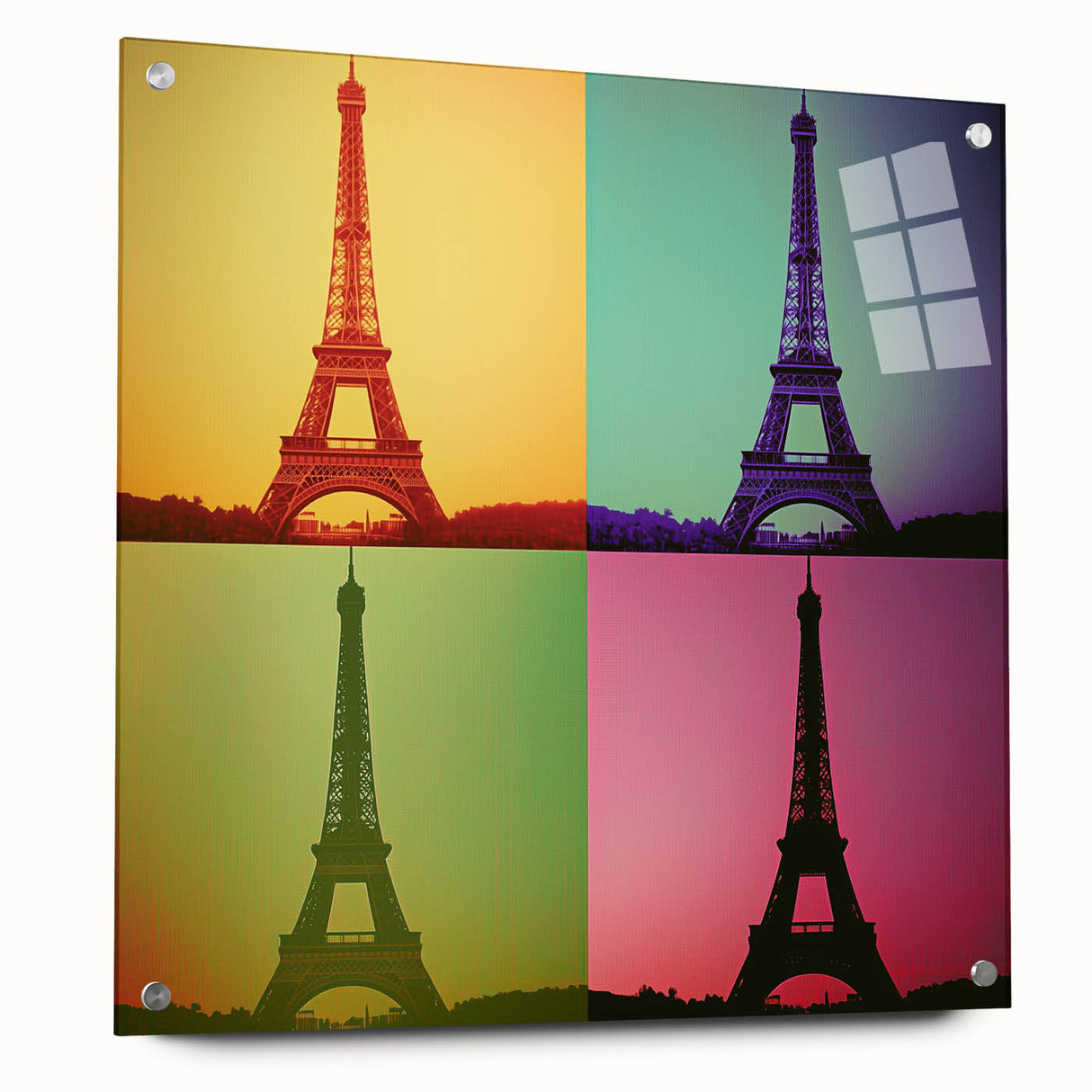Large abstract wall art on acrylic glass featuring a blend of swirling gray and white tones.