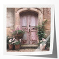 Extra large wall art featuring a close-up of a French door architecture in muted earth tones, perfect for dining room decor.