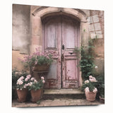 Large abstract wall art featuring a French door design in muted gray tones on acrylic glass.