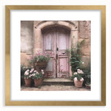 Extra large abstract art print featuring a textured design of French doors in muted gold tones, ideal for living room decor.