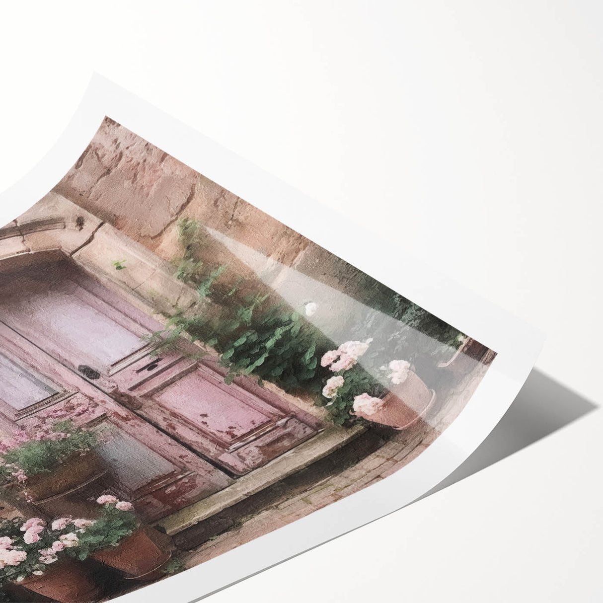 Extra large wall art featuring line art flowers on a rolled print.