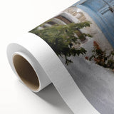 Art Deco poster of a Greek door architecture on rolled canvas, in muted earth tones, ideal for nursery wall art.