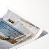 Extra large rolled print featuring Greek architecture with line art flowers in monochrome.