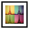 Extra large abstract art print featuring colorful textured strokes on a black framed canvas, ideal for living room decor.