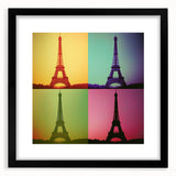 Extra large abstract art print featuring colorful textured strokes on a black framed canvas, ideal for living room decor.