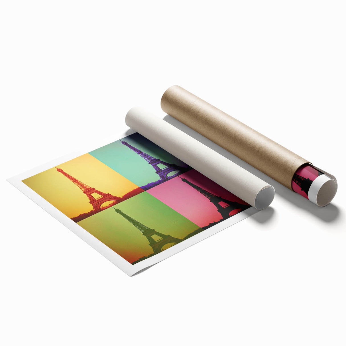 Extra large rolled print featuring detailed floral art in soft pastel shades.