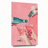 Large abstract wall art on acrylic glass featuring swirling blue and white patterns, ideal for modern dining room decor.