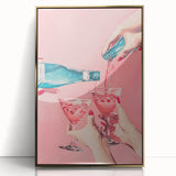 Acrylic print of mid-century modernist dishes in gold, ideal for modern kitchen decor.