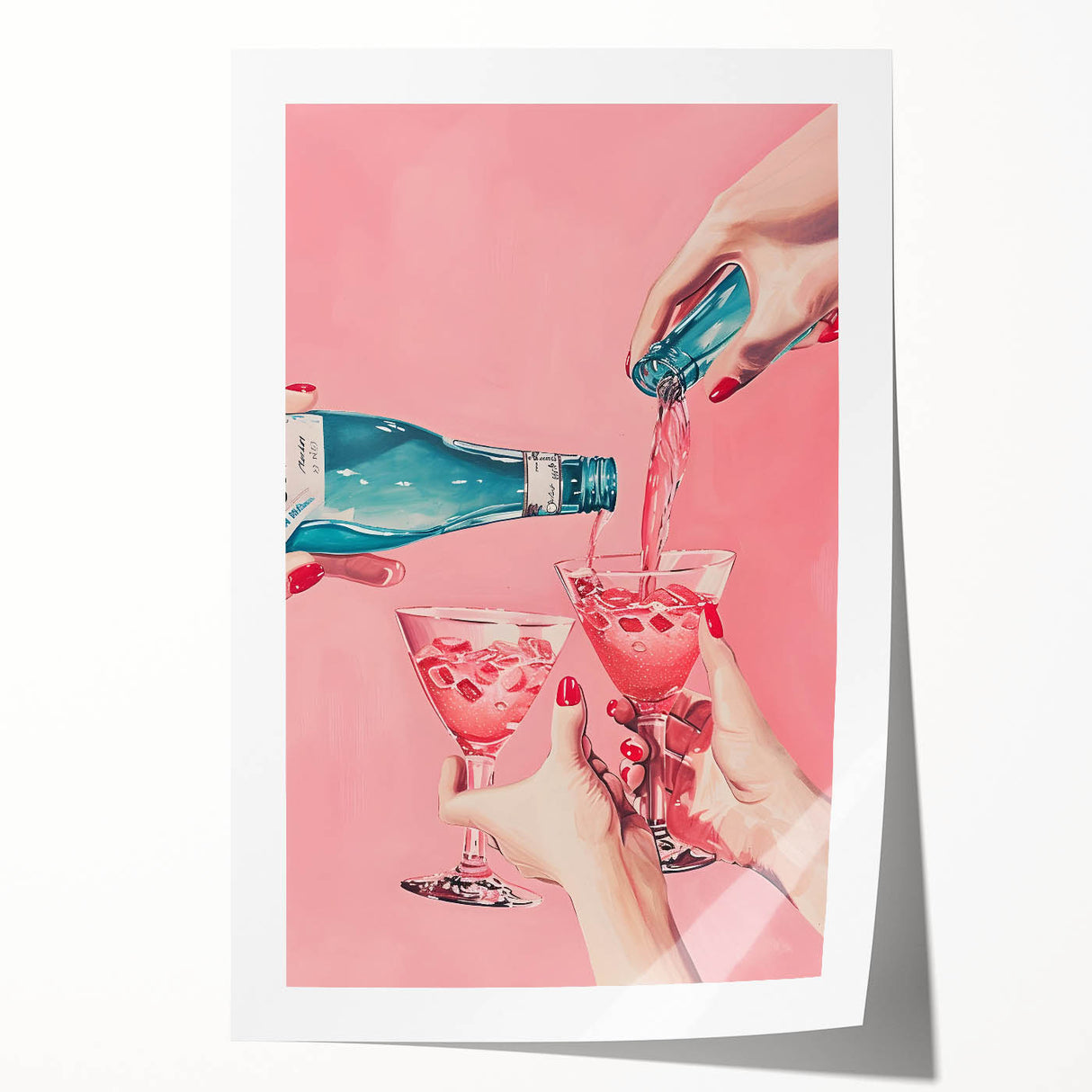 Extra large rolled print featuring a floral design in pastel shades, ideal for art wall dining room or bathroom.