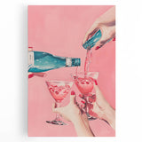 Black and white stretched canvas featuring an assortment of dishes, ideal for kitchen wall art.