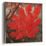 Framed canvas wall art featuring a floral design in vibrant colors, accented with silver detailing, showcasing a side view of the botanical artwork. Ideal for home decor.