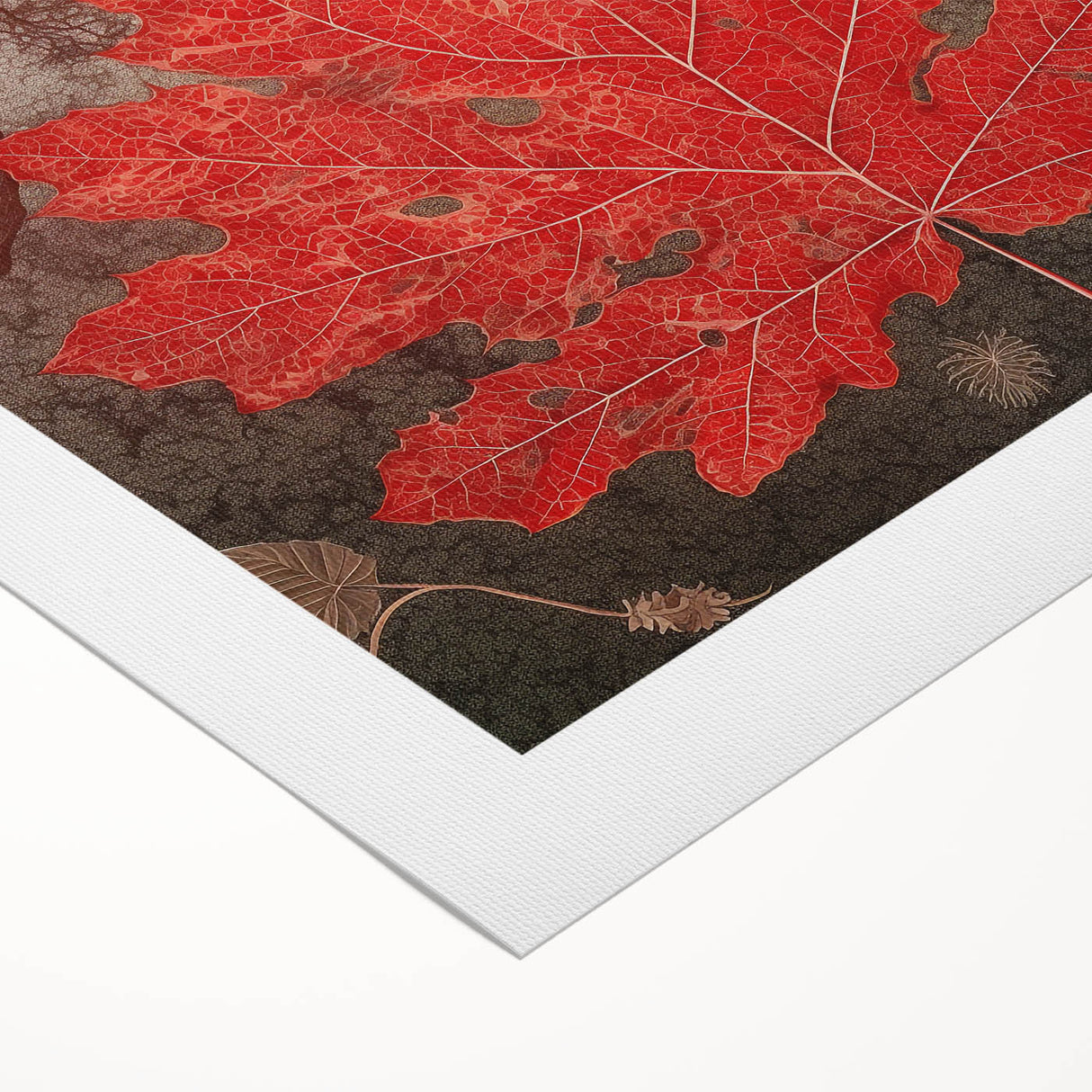 Rolled canvas featuring a vibrant floral design with intricate leaves, perfect for home decor. The artwork is colorful and showcases a modern aesthetic ideal for living spaces.