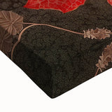 Close-up of a vibrant stretched canvas showcasing a floral and botanical wall art design, featuring intricate leaves and bright colors, perfect for home decor.