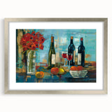 Textured abstract art print in muted earth tones, framed in silver, ideal for bedroom wall decor.